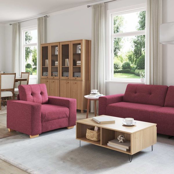 vidaXL Sofa 3 pcs Wind Rot 221 x 80 x 80 cm Leinenmischgewebe 3324631
