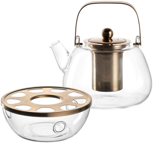 Leonardo TÈ PER TE Teekanne mit Metallhenkel + Stövchen 1,2 Liter