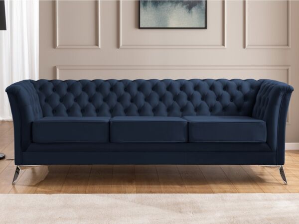 S-Style Möbel Chesterfield-Sofa Whitby, 3-Sitzer aus Samt mit goldenen, silbernen oder schwarzen Füßen, mit Wellenfederung