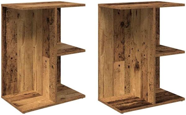 2er-Set Nachttische, Beistelltische für Schlafzimmer Altholz-Optik 46,5x29x61 cm Holzwerkstoff