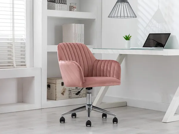 Vente-unique - ELEANA Office chair SamtStoff Puderrosa - B 61,5 cm x H 89 cm79,5 cm x L 59 cm
