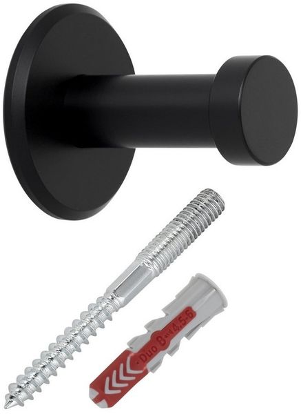 SO-TECH® Kleiderhaken Garderobenhaken TALEA Edelstahl massiv inkl. Montagematerial, (1-St), Ø 10 / 15 mm, Länge 30 mm, Gesamtlänge 33 mm, schwarz matt