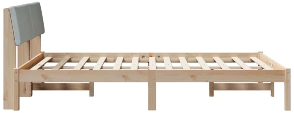 vidaXL Bettgestell Braun und hellgrau 135 x 190 cm Massivholz Kiefer 878549 Bild 5