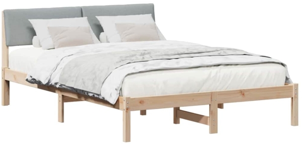 vidaXL Bettgestell Braun und hellgrau 135 x 190 cm Massivholz Kiefer 878549 Bild 2