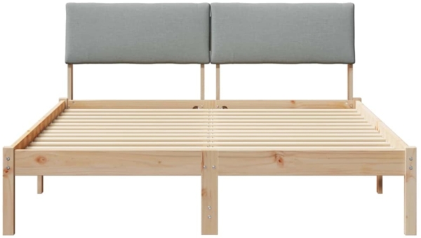 vidaXL Bettgestell Braun und hellgrau 135 x 190 cm Massivholz Kiefer 878549 Bild 4