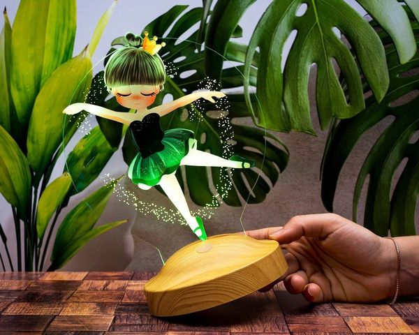 Geschenkelampe LED Nachttischlampe Ballerina Nachtlicht 3D UV Druck Geburtstagsgeschenk Balletttänzerin, Leuchte 7 Farben fest integriert, Geschenk für Mädchen, Tochter, Babys