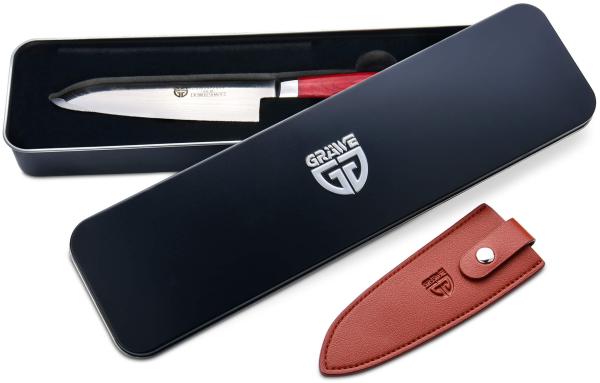 Damaszener Santokumesser 12,5 cm Klinge, GG-10 Stahl mit Hartholzgriff