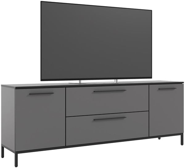 Lowboard >soul< in Basaltgrau - Metall schwarz matt - 180x66,1x40cm (BxHxT)