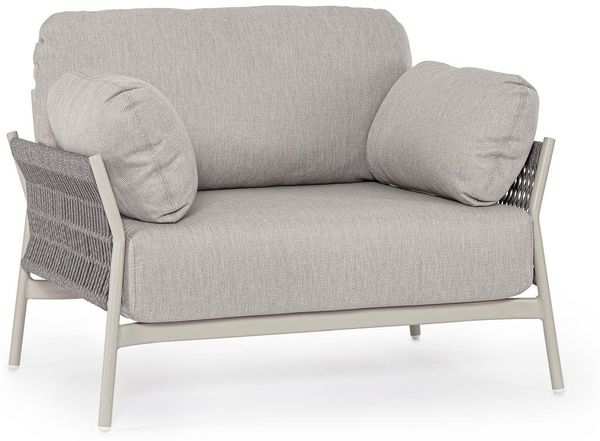 Gartensessel Dispar aus Aluminium, modern gepolstert, beige Agate, abnehmbare Kissen