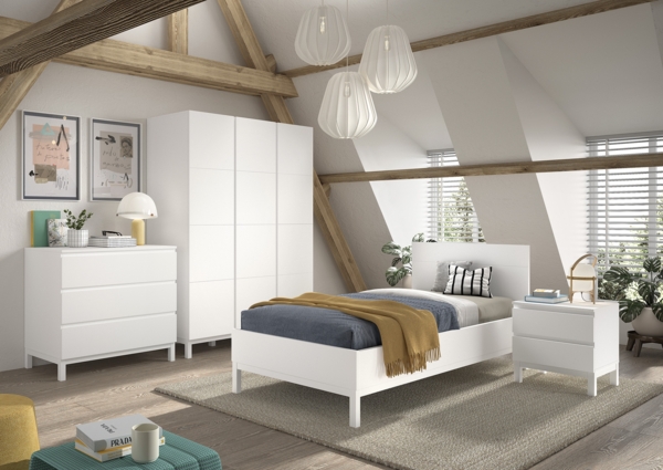 4-tlg. Schlafzimmerset Eva 148.8 x 196.2 x 57.8 cm Kiefer MDF Weiß