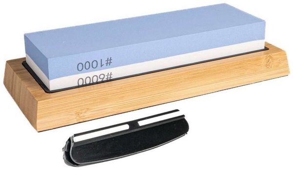 Intirilife Schleifstein, 2 in 1 Schleifstein Wetzstein 1000/6000 Messerschärfer mit Halterung