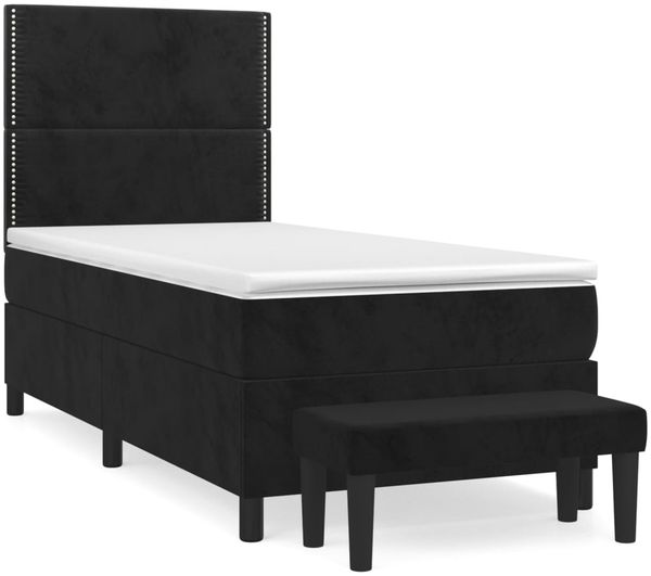 vidaXL Boxspringbett mit Matratze Schwarz 80x200 cm Samt 3137751 Bild 2