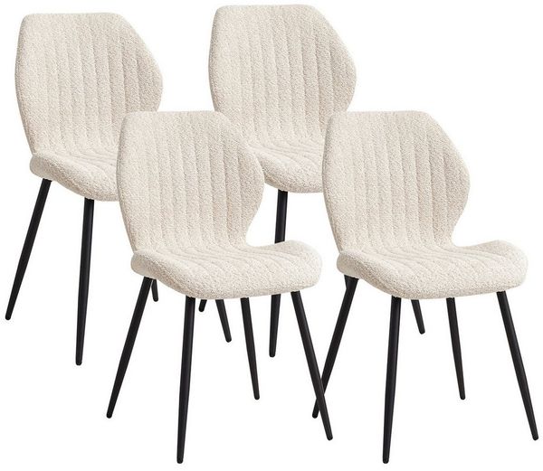GrandCA HOME Esszimmerstuhl 4er Set Esszimmerstuhl, Gepolsterter Stoffstuhl, Moderner Küchenstuhl (4 St), 47.5 x 48 x 86 cm, beige/braun/grau
