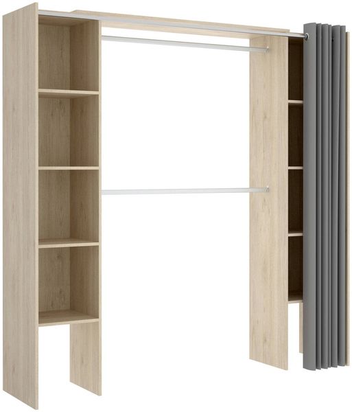 Dmora Großer Kleiderschrank Caloy, Schlafzimmermöbel, Schrank, Garderobe, 180x50 h205 cm, Eiche