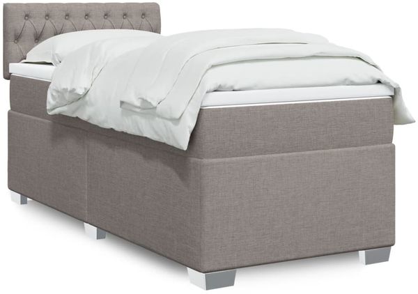 vidaXL Boxspringbett mit Matratze Taupe 80x200 cm Stoff 3288026