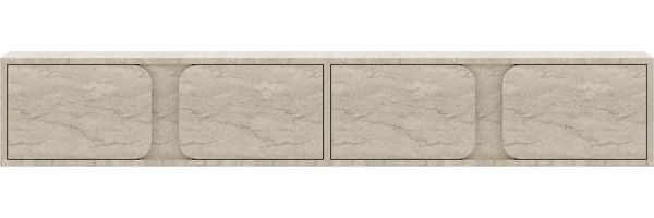 Stilvoller TV-Ständer, 180 cm, Travertin-Farbe, 100% melaminbeschichtete Spanplatte, Wandmontage, 18 mm stark | Modernes Design