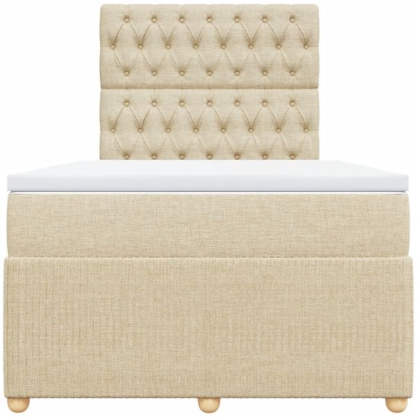 vidaXL Boxspringbett mit Matratze Creme 120x200 cm Stoff 3294335 Bild 6