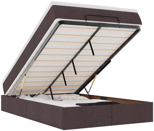 vidaXL Ottoman-Bett mit Matratze Dunkelbraun 120x190 cm Stoff 3311095