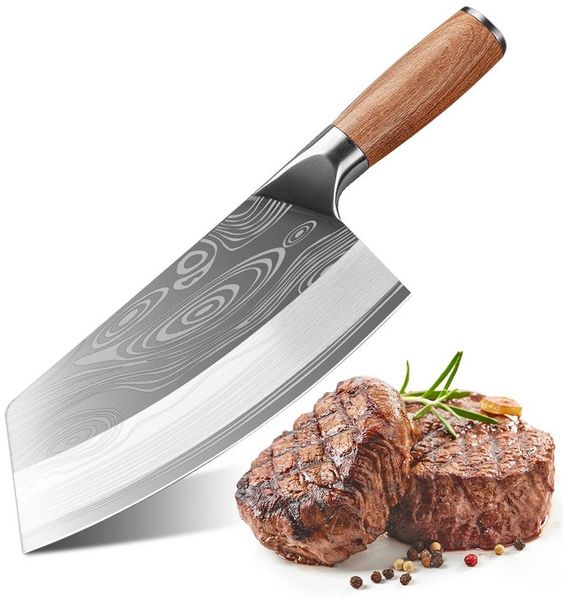 MDHAND Kochmesser Professionelles Küchenmesser mit scharfer Klinge für Fleisch & Gemüse, ergonomischer Massivholzgriff für komfortable Handhabung