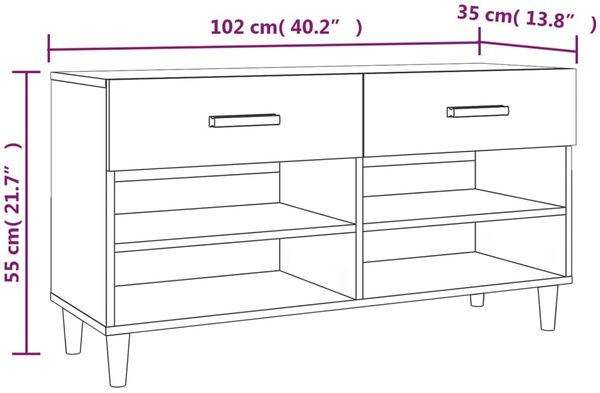 vidaXL Schuhschrank Betongrau 102x35x55 cm Holzwerkstoff 812820 Bild 9