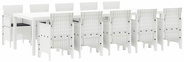 vidaXL Garten Essgruppe 11 pcs Weiß Poly Rattan und Aluminium 3378765