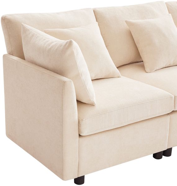 Big-Sofa mit Rückenkissen, Zierkissen und loser Kissen, 6-Sitzer Sofa, L-Form, U‑Form, Chenille Bezug Bild 9
