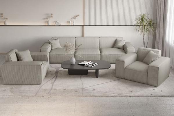 Sofaset Designersofa CELES PREMIUM 3-1-1 in Stoff Scala Sandgrau