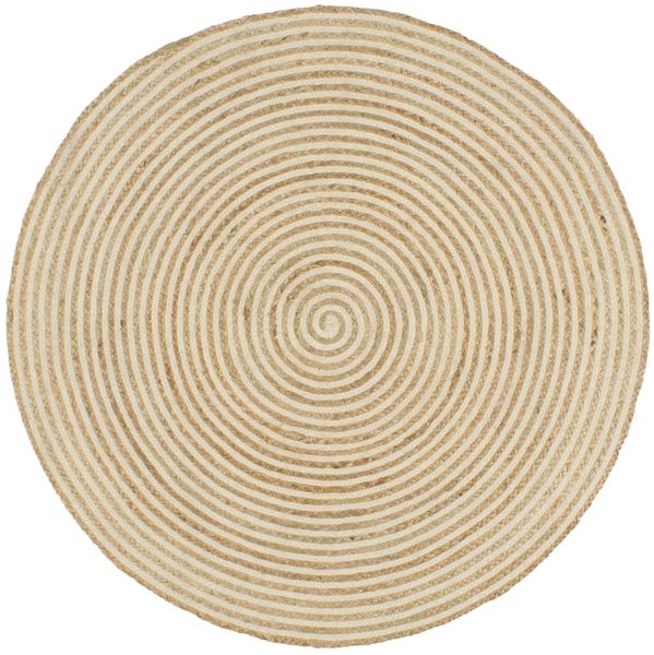 vidaXL Teppich Handgefertigt Jute mit Spiralen-Design Weiß 150 cm 133718