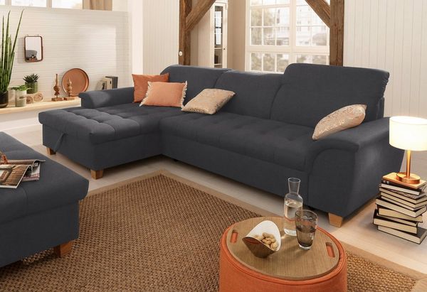 Home affaire Ecksofa Lyla L-Form, mit Recamiere, wahlweise mit Rückenfunktion und zusätzlich mit Bett