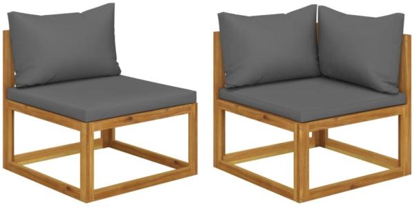 vidaXL 2-tlg. Sofa-Set mit dunkelgrauen Kissen Akazie Massivholz 311856