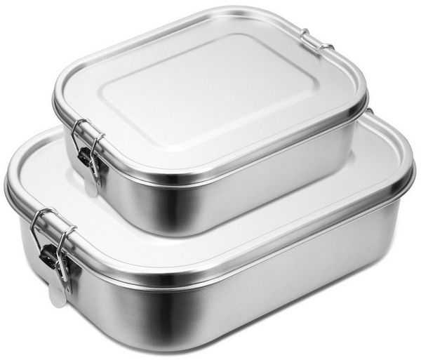 Clanmacy Lunchbox 800-1400ml Brotdose Metall Thermobehälter Lunchbox BPA frei Edelstahl, Fächern (abnehmbar)