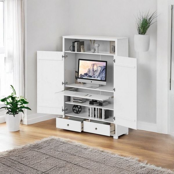 OTTO home Wäscheschrank Gotland! Home Office Schrank, Mehrzweckschrank, Büroschrank (H/B/T ca. 180/125/40cm) mit Ausziehregal, Schublade, stabil + langlebig, Massivholz made in EU