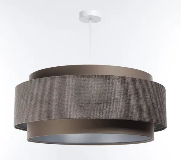 BPS Koncept DUM-043 Hängeleuchte DOBLO Velourss strukturiert und Satin auf PVC-Basis braun, silber 1xE27 60W H:107 Ø60cm dimmbar Bild 5