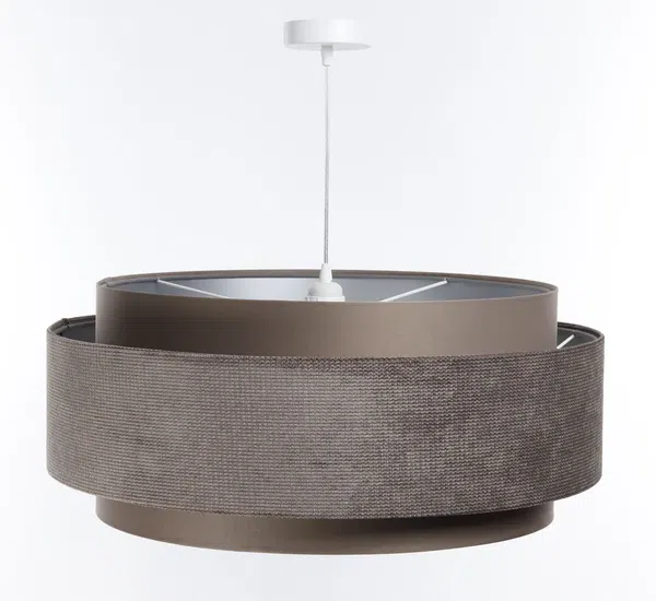 BPS Koncept DUM-043 Hängeleuchte DOBLO Velourss strukturiert und Satin auf PVC-Basis braun, silber 1xE27 60W H:107 Ø60cm dimmbar Bild 8
