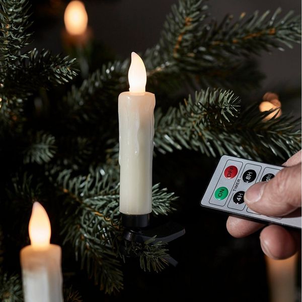 Lights4fun LED-Christbaumkerzen 10er LED kabellose Weihnachtsbaumkerzen