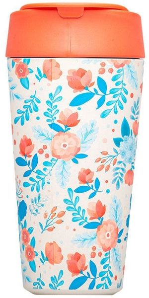 chic. mic ToGo-Becher 420 ml Bioloco Plant Deluxe red and blue flowers