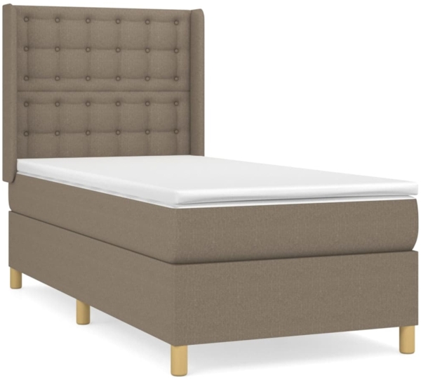 vidaXL Boxspringbett mit Matratze Taupe 100x200 cm Stoff 3132293