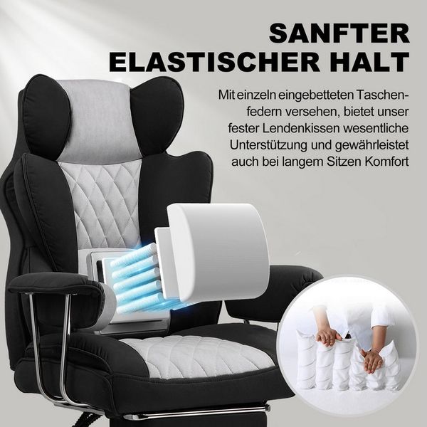 GTPLAYER Gaming-Stuhl Gaming Stuhl, Gamer Stuhl, Ergonomischer Bürostuhl Stoffoberfläche (Packung), Schreibtischstuhl Chefsessel mit Fußstütze höhenverstellbar kunstleder