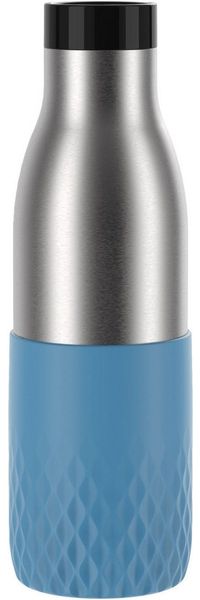 Emsa 'Bludrop Sleeve' Trinkflasche mit Quick-Press Verschluss, Edelstahl Aqua-Blau, 0,5l