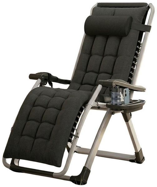 Norvéa Home Gartenliege Relaxliege mit Polster, Kopfkissen & Beistelltablett, Set bestehend aus 1 Relaxstuhl, 1 Kopfkissen und 1 Beistelltablett, 1 Relaxstuhl mit Kopfkissen und abnehmbarem Beistelltablett, Klappbar, verstellbar, mit Polster, Kopfkisse...