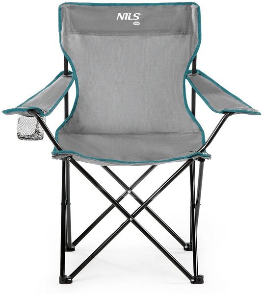 NILS Faltbarer Campingstuhl Anglerstuhl Stabiler Outdoor-Stuhl mit Tragetasche Grau