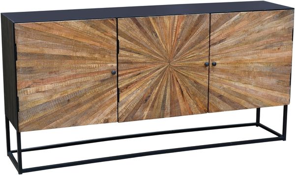 Sideboard >Madira< in Schwarz, Mangoholz/Metall - 180x90x40cm (BxHxT)