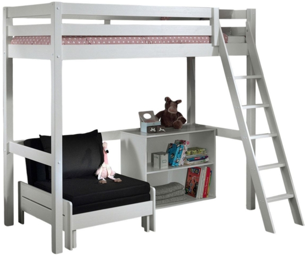 Hochbett Karolina 209x165x190 Kinderbett Massivholz+MDF Weiß