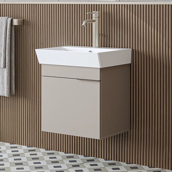 Roomart Waschbeckenunterschrank LYCIA 50 cm hängend, Keramikbecken inkl, Soft-Close, 4 Farben (Set) Soft-Close-Tür, nur 32 cm tief, Wandmontage, 4 Farben