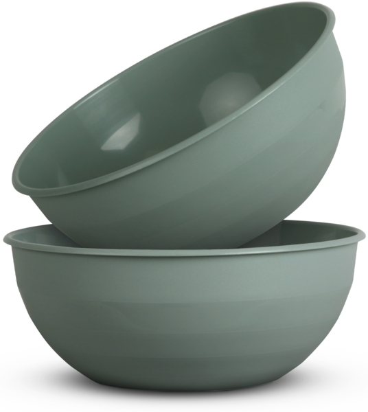 2er Pack Kunststoff Schüssel Plastikschüssel - BPA Frei - Spülmaschinenfest - ( Ø25,5cm / Grün ) Bruchfester PP - Salatschüssel Rührschüssel Schüssel