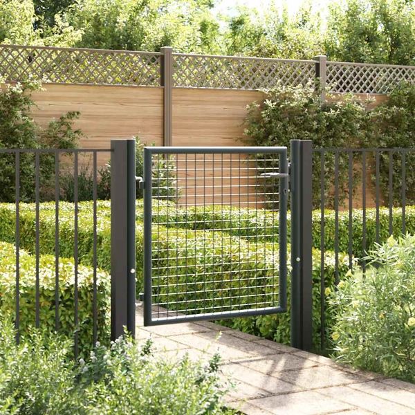 vidaXL Maschen-Gartentor verzinkter Stahl 100 x 75 cm Grau 145771