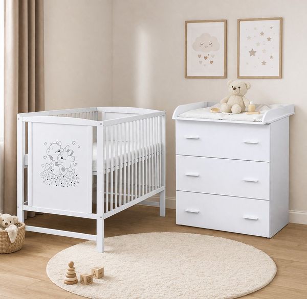 Baby-Delux Babyzimmer-Komplettset Babyzimmer Mia, (5-tlg), Babybett Wickelkommode Set Komplettzimmer