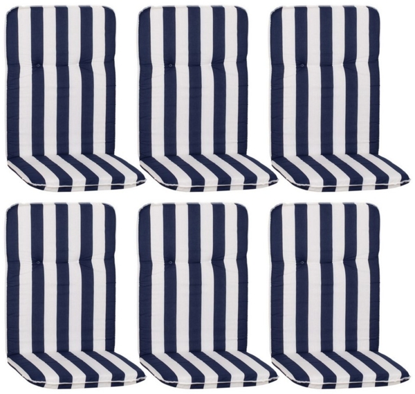 NYVI Hochlehnerauflage Hochlehner Auflagen 6er Set Hawaii Hochlehnerauflagen für Gartenstühle, (6 St), Stuhlauflagen Sitzauflagen Gartenstuhlauflagen Streifen, gestreift