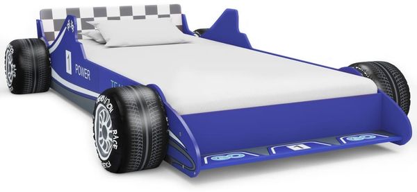 Kinderbett im Rennwagen-Design 90x200 cm Blau