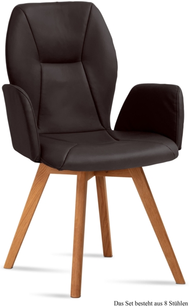 Armlehnstuhl (8er-Set) Donka 58x92x60 Eiche geölt/Espresso